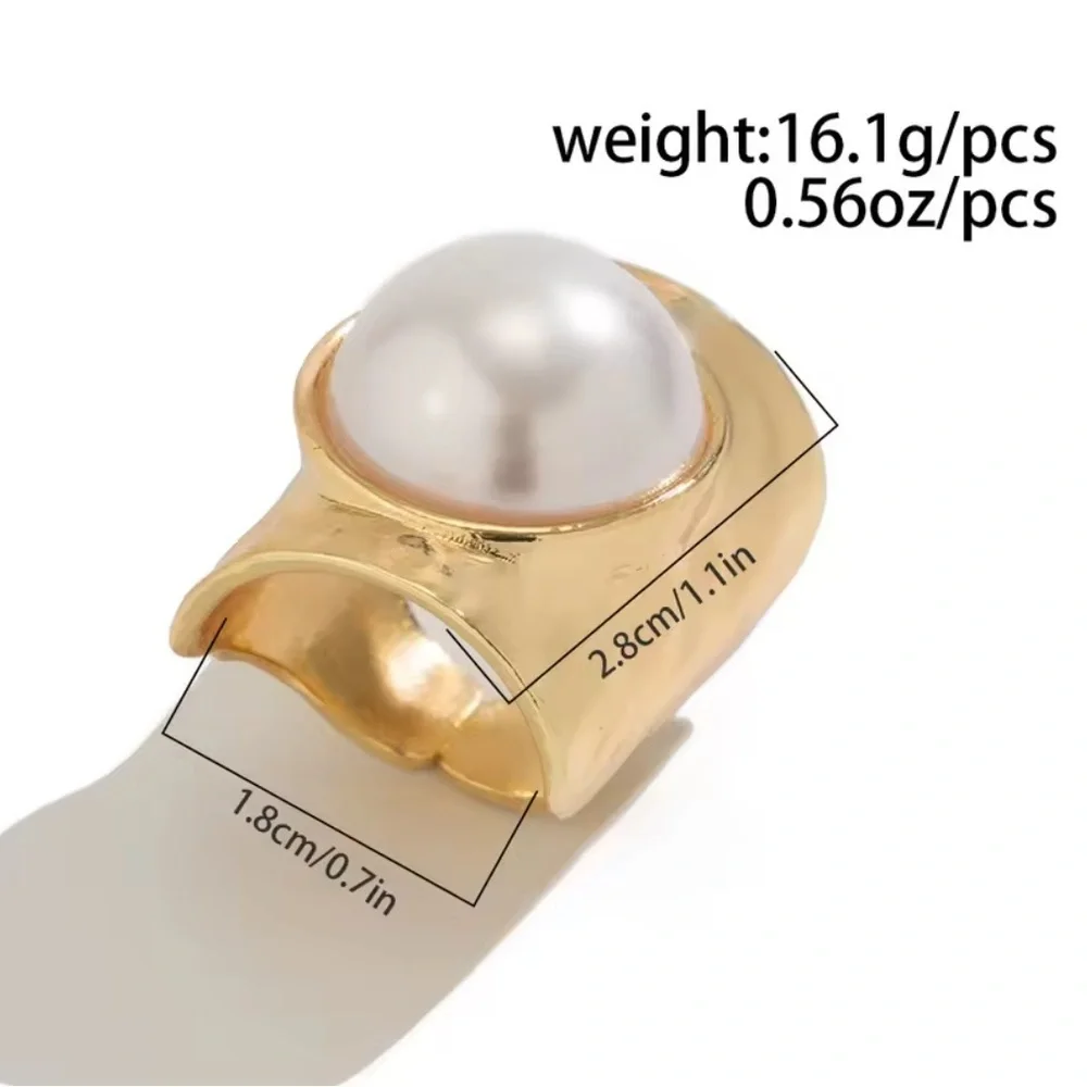 Silver Irregular Sculptural Adjustable Ring with White Pearl